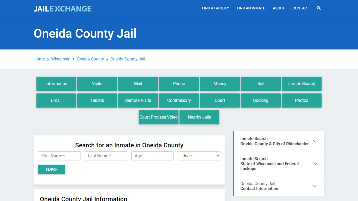 Oneida County Jail Roster Lookup, WI, Inmate Search